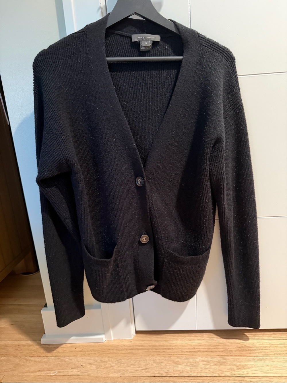French Connection Black V-Neck Button Cardigan